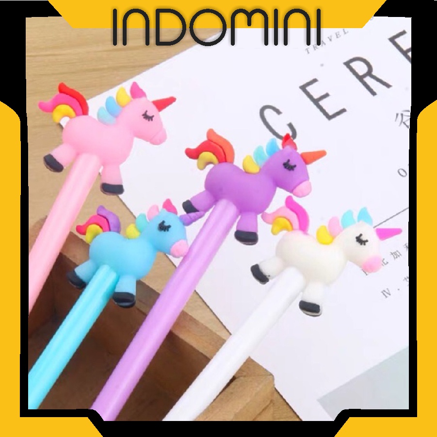

INDOMINI Pulpen Karakter Lucu Model Unicorn Cute Import Tinta Gel Black S027
