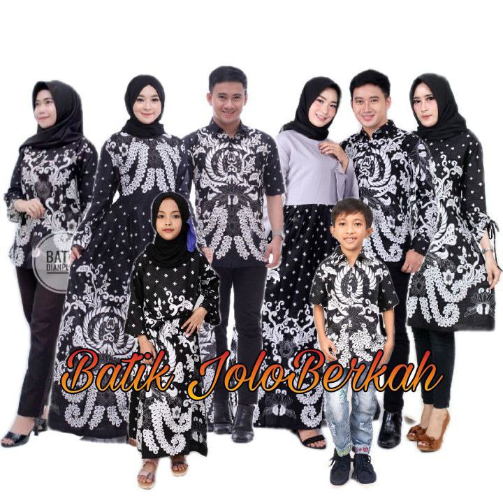 Promo Batik Couple Keluarga Sarimbit Sania Ruffle Batik Ori Ndoro Jowi Motif Gurita Putih