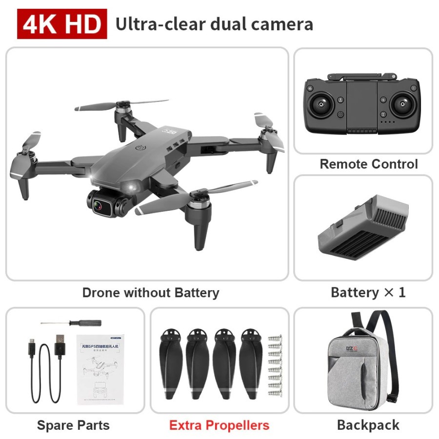 L900 PRO GPS Drone 4K Dual HD Camera RC Distance 1200M w Backpack .wps