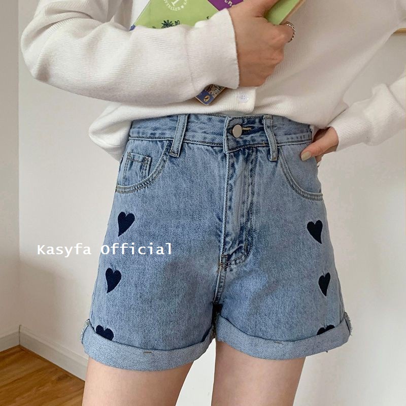 OLIVIA KOREAN HOTPANTS JEANS BORDIR LOVE