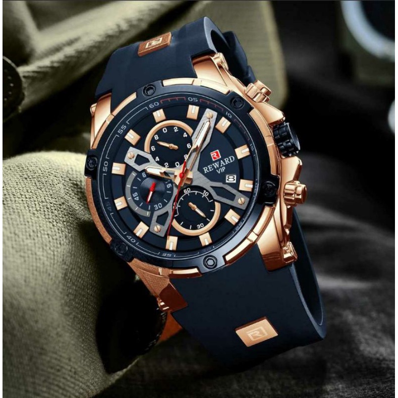 (COD) Jam Tangan Cowok Pria Original Ori Analog Casual Kasual Chrono Rubber /Jam Tangan Original/Jam