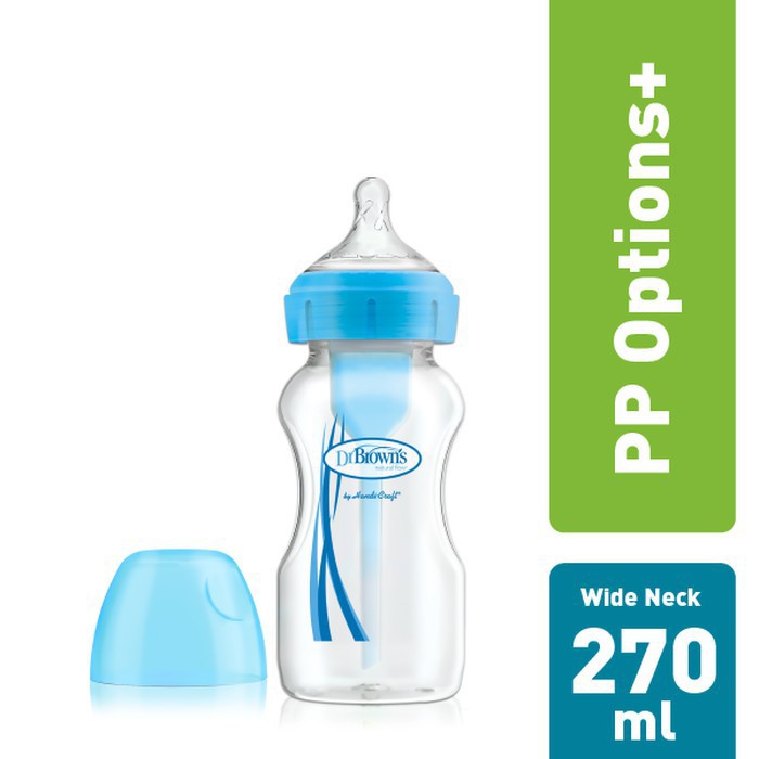 Botol Susu Bayi Dr. Brown`s Bottle 9OZ (270ml) Wide Neck Opt +Blue 91602