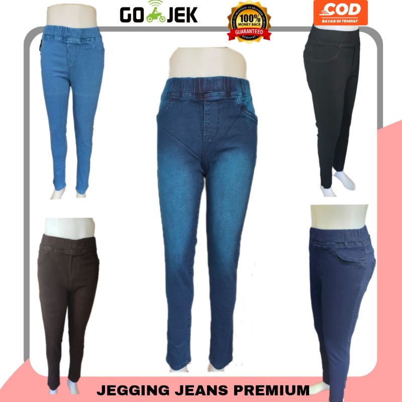 CELANA JEANS WANITA PREMIUM IMPOR PINGGANG KARET / jegging jeans panjang legging jeans panjang wanita terbaru terkini jins jean Jegging Jeans / Jegging / Jeans Skinny / Celana Jeans Wanita /