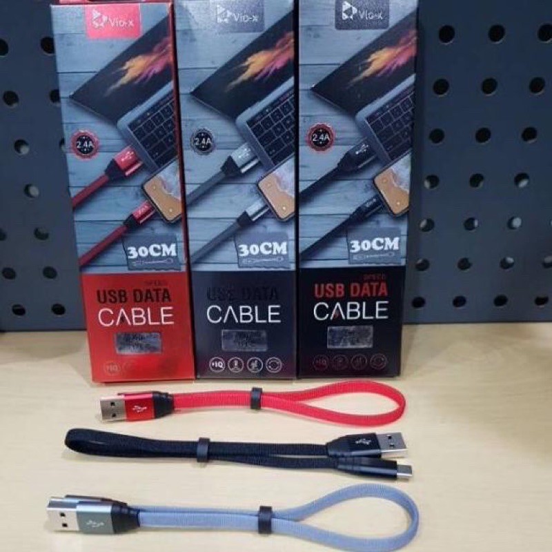 KABEL DATA 30 CM BAHAN KAIN MICRO IPHONE TYPE C FAST CHARGING