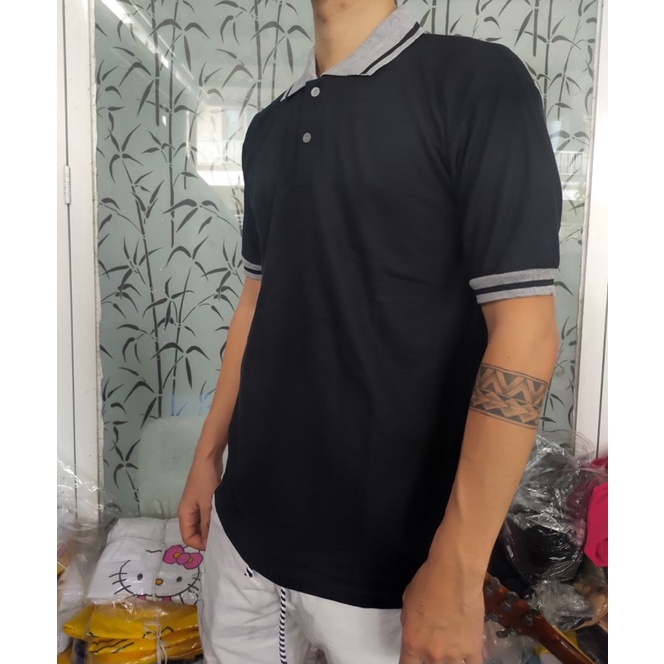 kaos polo kerah Pendek Dewasa M,L,XL,XXL / T-shirt / Pakain Pria / Kaos kerah / Polo Tshirt-Hitam