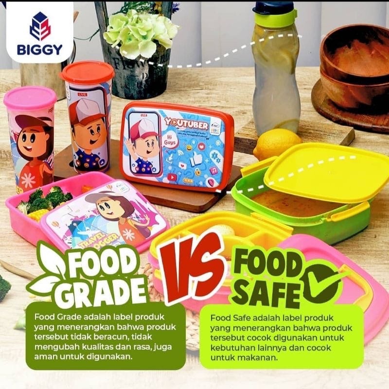 Set Tempat Makan 2in1 Lunch Box Free Tumbler biggy Torino