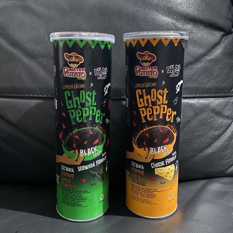 Ghost Pepper Potato Chips Black Crisps Mister Potato Flaming Spicy Madnesd