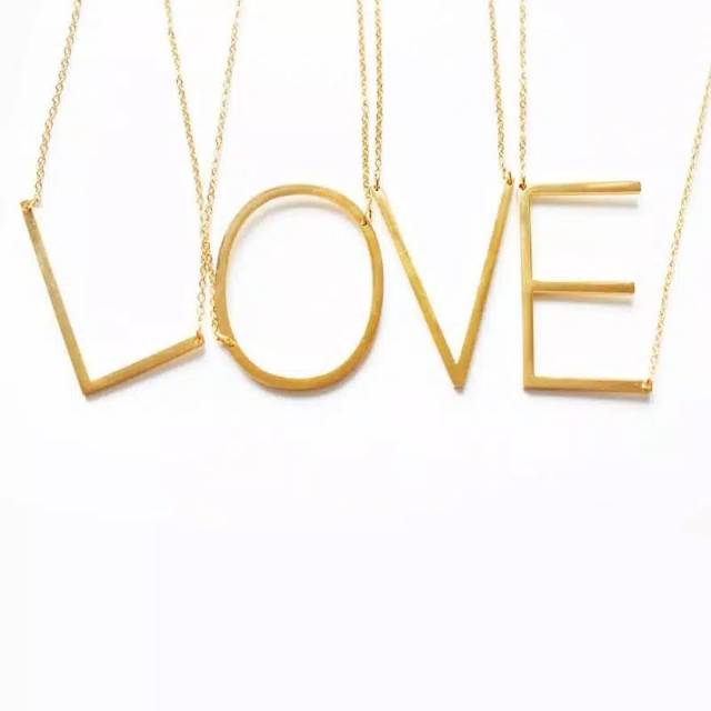 Fourfashion Kalung Titanium Anti Karat Inisial Nama Huruf 4cm