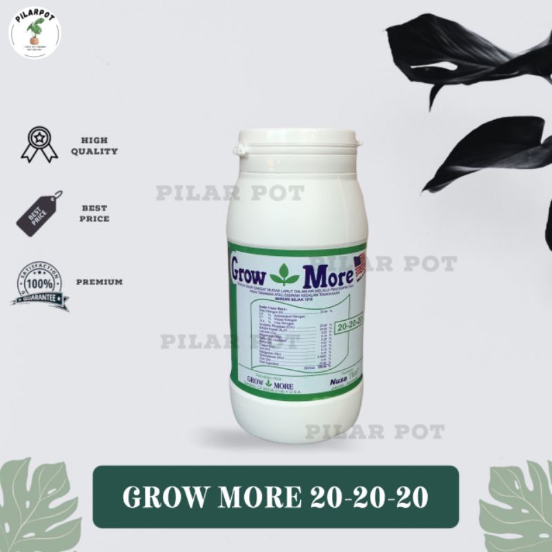 pupuk nutrisi npk GROWMORE 20-20-20 untuk buah,bunga,daun dan akar (454gr) - GROWMORE BOTOL 20-20-20 SEIMBANG