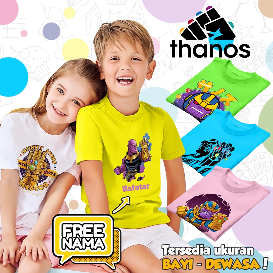 [FREE NAMA!!] Baju Kaos COUPLE  ANAK DAN DEWASA THANOS BANYAK MOTIF