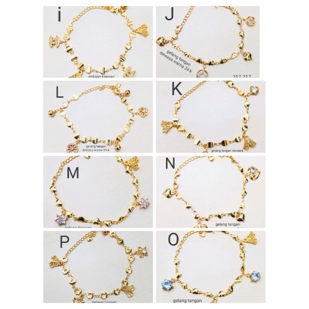 Dmk097. Gelang tangan xuping wanita dewasa lapis emas dgn mata zircon warna 24 k