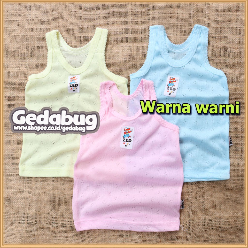 Singlet Kaos Dalam Bayi &amp; Anak ZED Kids | Singlet anak Berpori | Unisex S - 6L | Gedabug