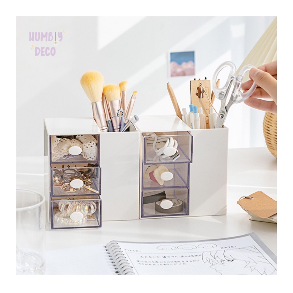 

Korean Minimalist Office Multifunctional Stationery Pen and Pencil Organizer with Drawer