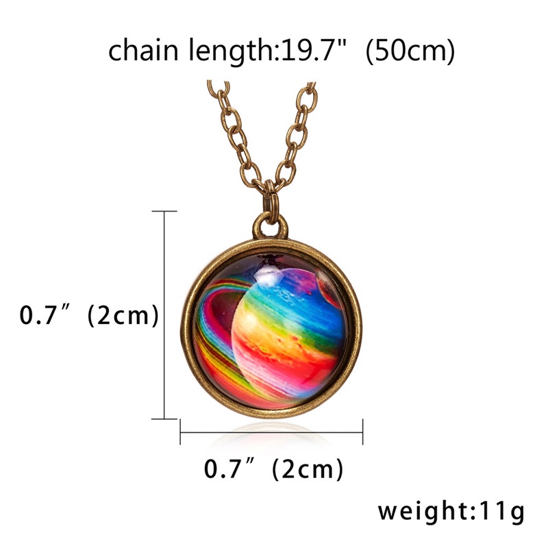 Luminous Universe Planet Galaxy Glow in the Dark Double Sided Glass Necklace Hot