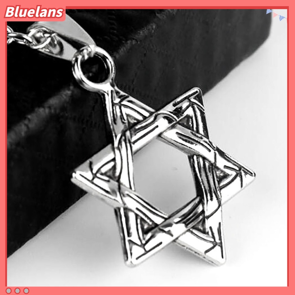 Kalung Liontin Bentuk Bintang Warna Solid Gaya Hip hop Retro Untuk Pria