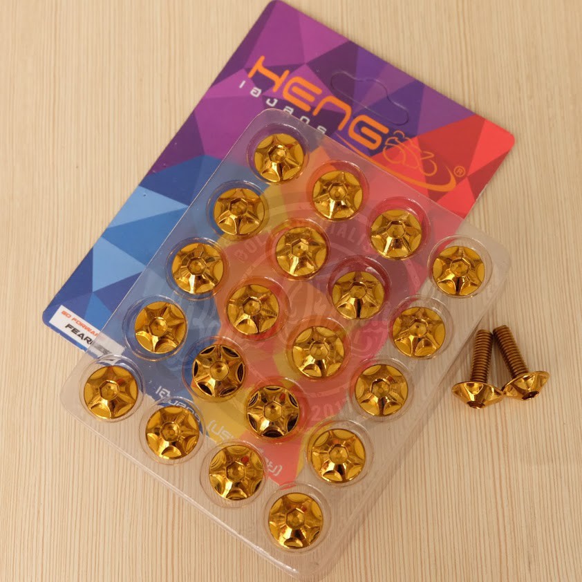 baut probolt star 6x20 gold drat 10 panjang 2cm original heng big head payung