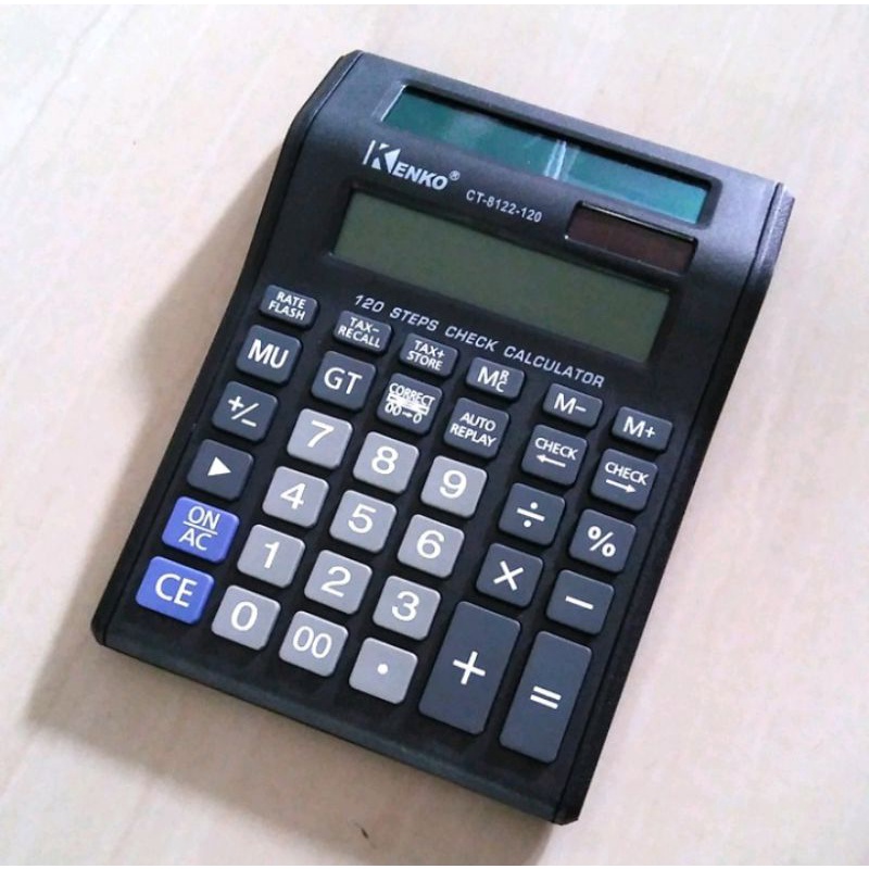 

Kalkulator Kenko CT-8122 Tombol Besar Auto Replay Dua Layar 12 Digit