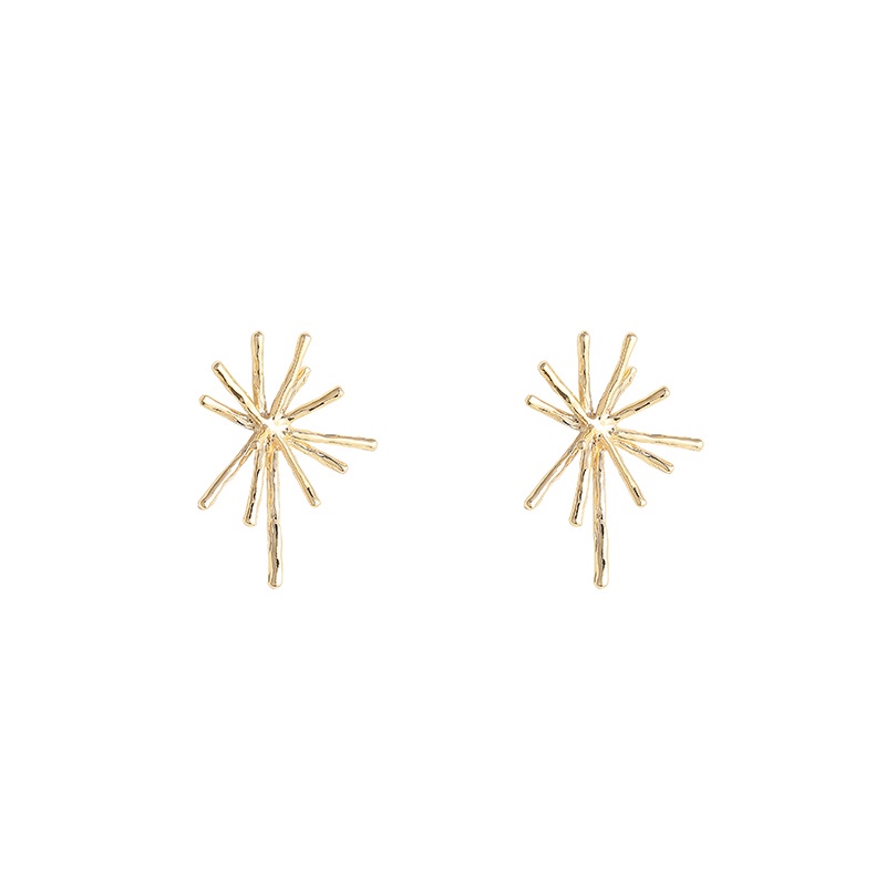 Anting Tusuk Bentuk Geometri Asimetris Bahan Metal Gaya Retro Korea Untuk Wanita