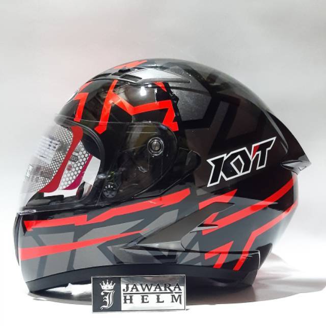 HELM KYT FALCON FASTER 2 BLACK RED FLUO