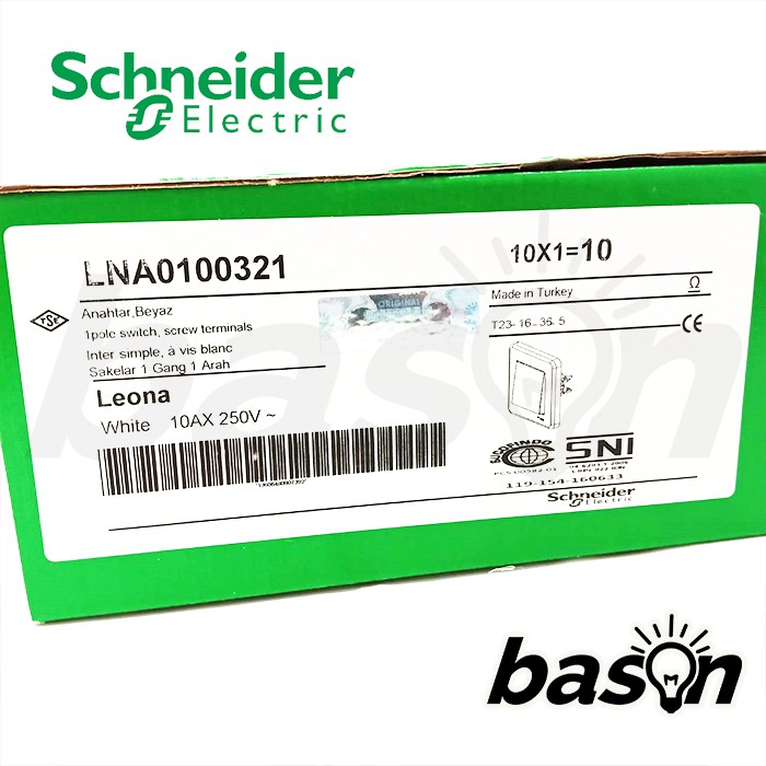 SCHNEIDER Leona 1 Gang 1 Way Switch - Saklar Single 1 Arah - LNA0100321