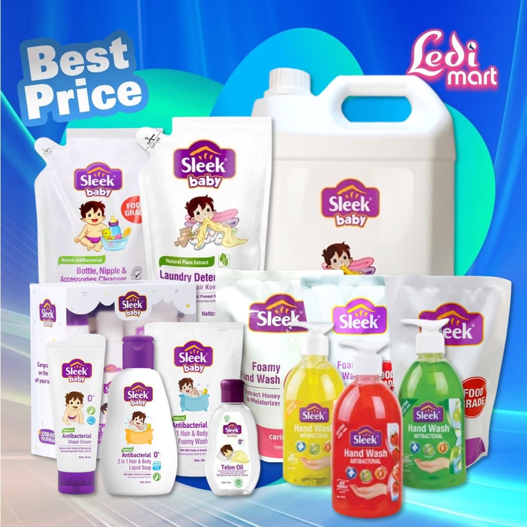 ORIGINAL Sleek Laundry Detergent Isi 900ml / Sleek Sabun Cuci Baju / LEDI MART