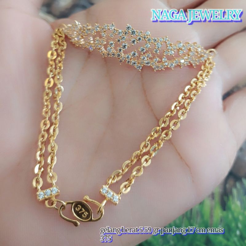 GELANG RANTAI dua layer mata EMAS KADAR 375