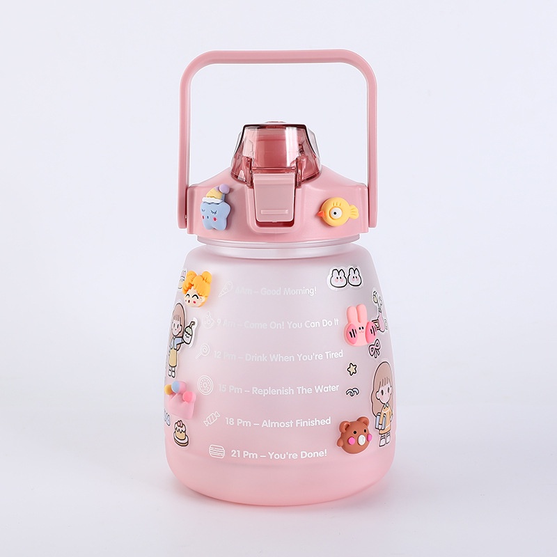 [littlecrab] Botol Minum 1.3L Viral Korea FREE STICKERS Botol Minum Ombre Gradasi Gendut Unik Botol Minum Kekinian Doff 1300ML Free Stickers-Ombre Pink
