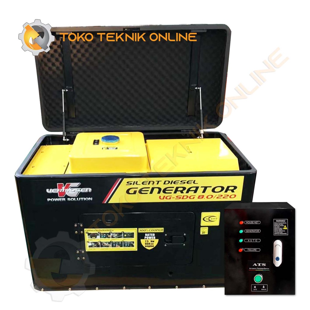 SILENT DIESEL GENERATOR / GENSET 8000 WATT PAKET ATS PANEL – 1 PHASE
