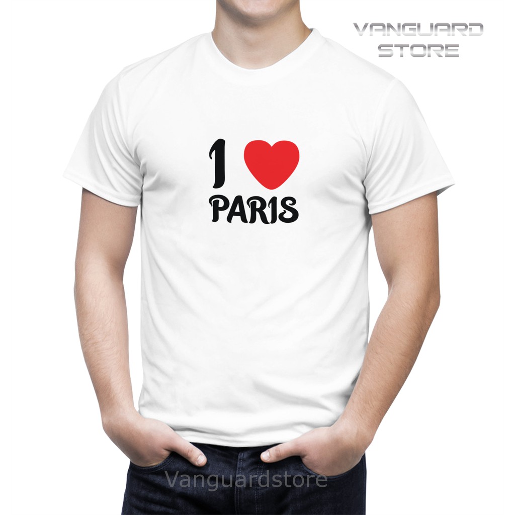 KAOS I LOVE PARIS COMBED 20S COWOK WANITA PRIA COWO UKURAN BAYI - DEWASA JUMBO BIG SIZE 0 - 4XL