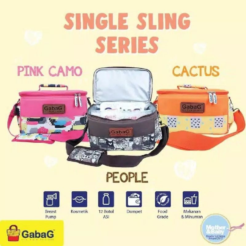 GABAG COOLER BAG SINGLE SLING SERIES PINK CAMO  FREE ICE GELL 500GR