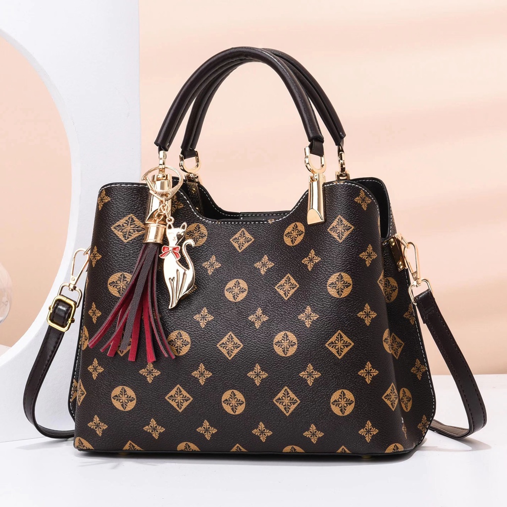 JK 970 1KG MUAT 2PCS TAS HAND BAG WANITA SELEMPANG IMPORT MOTIF MONOGRAM ELEGAN Y9230 T3144 U4444