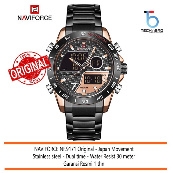 (COD) Jam Tangan Pria Naviforce NF9171. Jam Tangan dual time sporty. Casual. Tahan air. Mewah