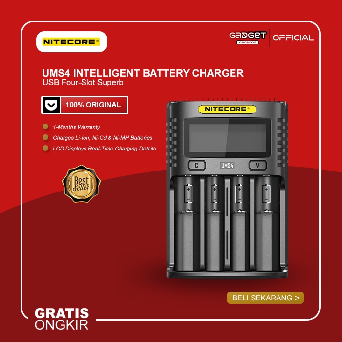 Nitecore UMS4 Intelligent USB Four-Slot Superb Battery Charger