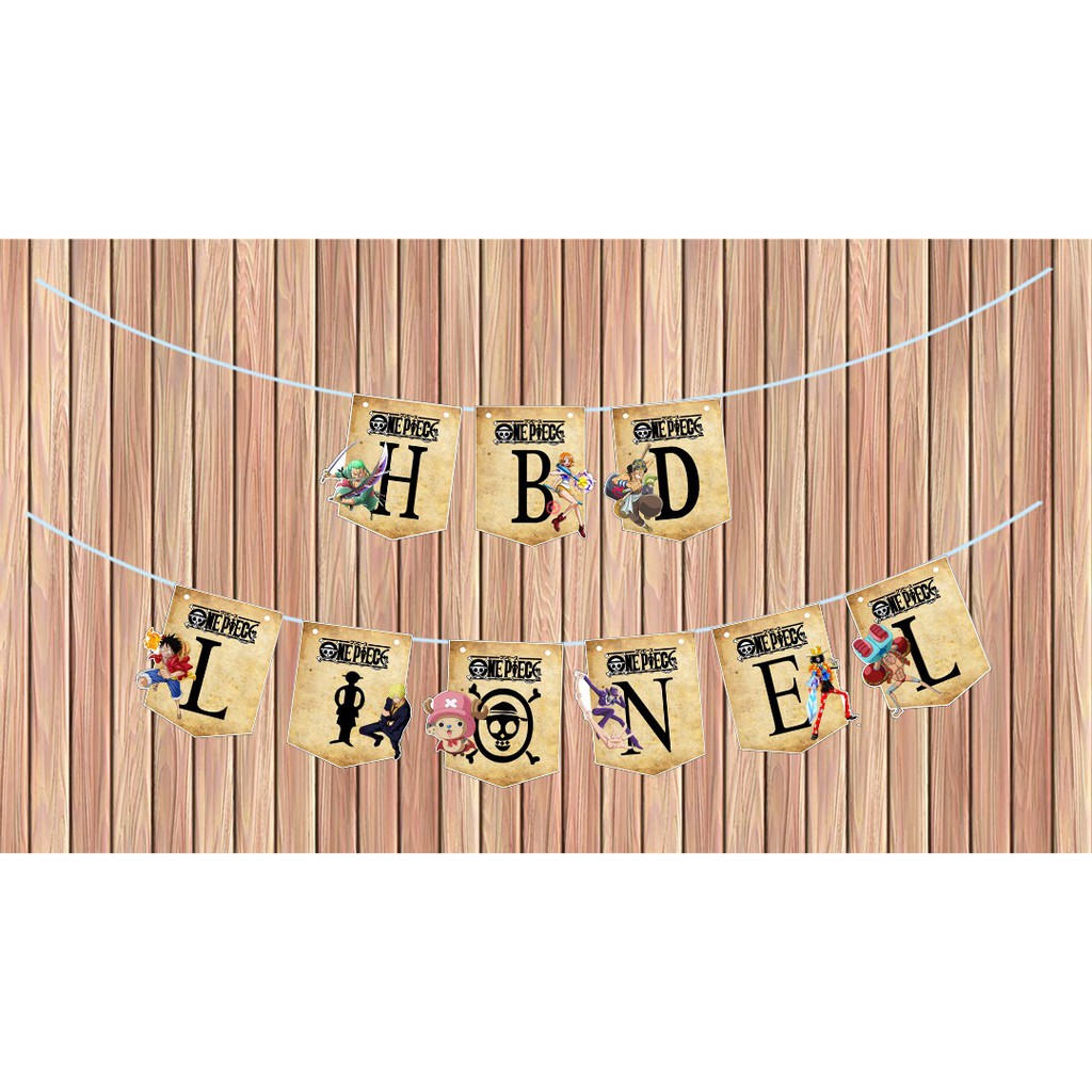 One Piece Flag Bunting Birthday / Banner Flag Bendera / Hiasan Dinding Ulang Tahun