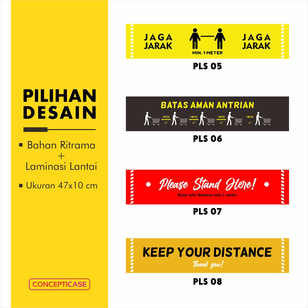 Stiker Lantai Jaga Jarak Persegi Panjang - SOCIAL DISTANCING