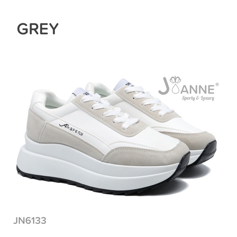 RESTOCK! [ORIGINAL] JOANNE Highsole Sporty Sneakers Shoes Sepatu Wanita #JN6133-GREY