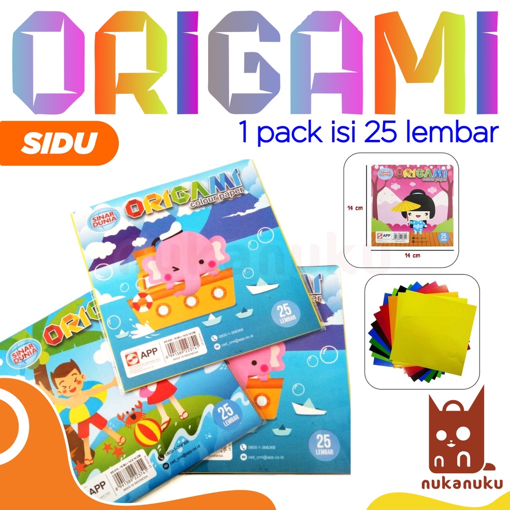 

NUKANUKU - Kertas Origami / Kertas lipat Warna / Origami SIDU SINAR DUNIA 14x14cm