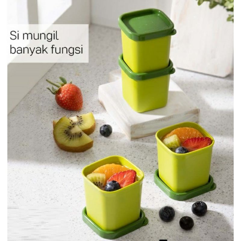 READY SIAP KIRIM  PETIT SQUARE (4) ORIGINAL TUPPERWARE TEMPAT CETAKAN PUDING POUCH KECIL LUCU TEMPAT