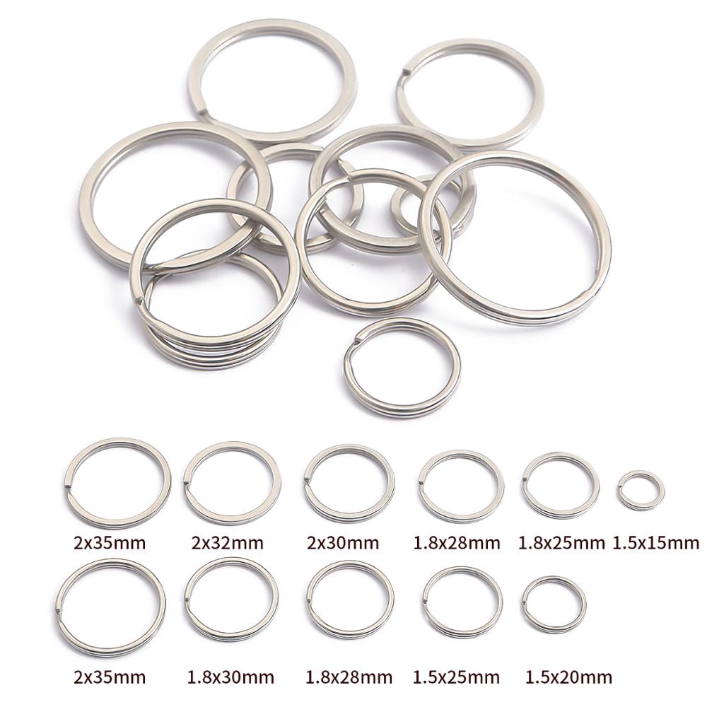 10pcs Ring Gantungan Kunci Bahan Stainless Steel Ukuran 25mm 28mm 30mm 35mm