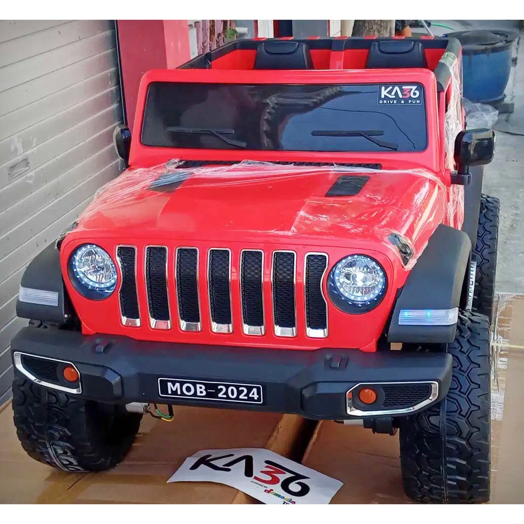 Mainan Mobil Aki Anak model Jeep Wrangler 4 WD - MOB 2024 (Ada Remote Control)