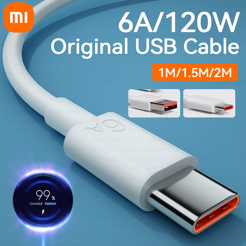 Xiaomi Kabel Charger Turbo Tipo Tipe C 120W 6A Fast Charging Untuk Mi 12 11 10 Pro 9 5G Poco Redmi Note K30S K40