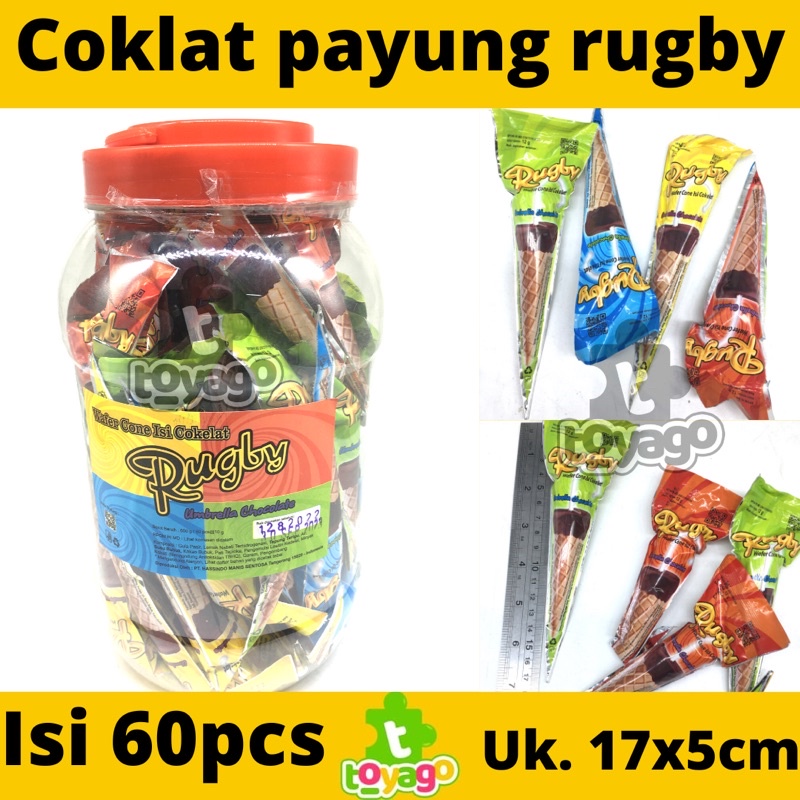 coklat rugby payung/rugby wafer cone isi ±60pcs grosir murah