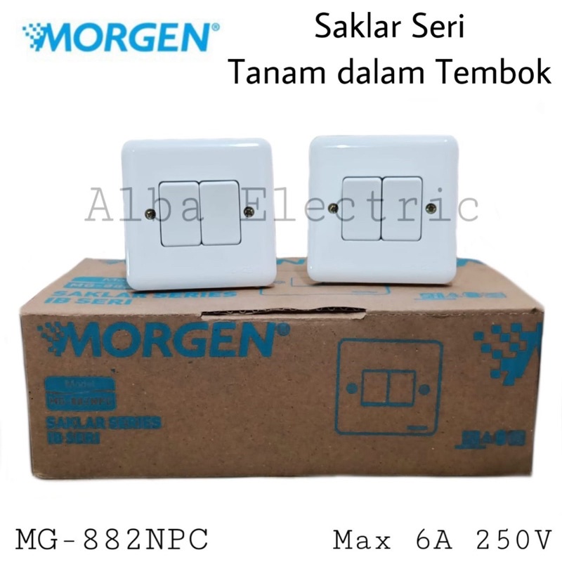 IB Saklar Seri MORGEN MG882NPC Saklar Double Switch Putih Saklar Seri Dalam Tembok