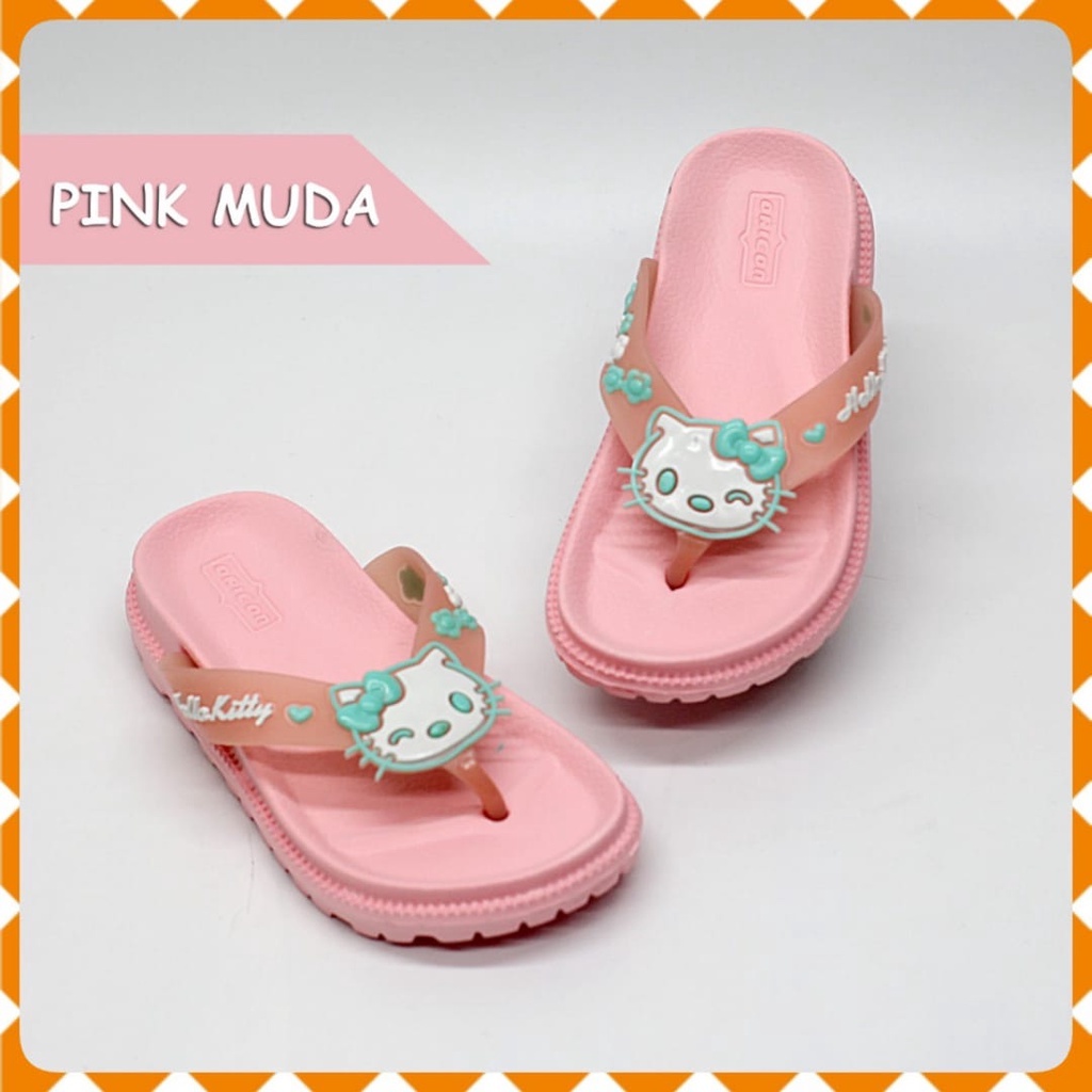 Sandal Jepit Anak Perempuan Bahan Karet Anti Licin Dan Nyaman Motif Hello Kitty Terbaru Size 24-35