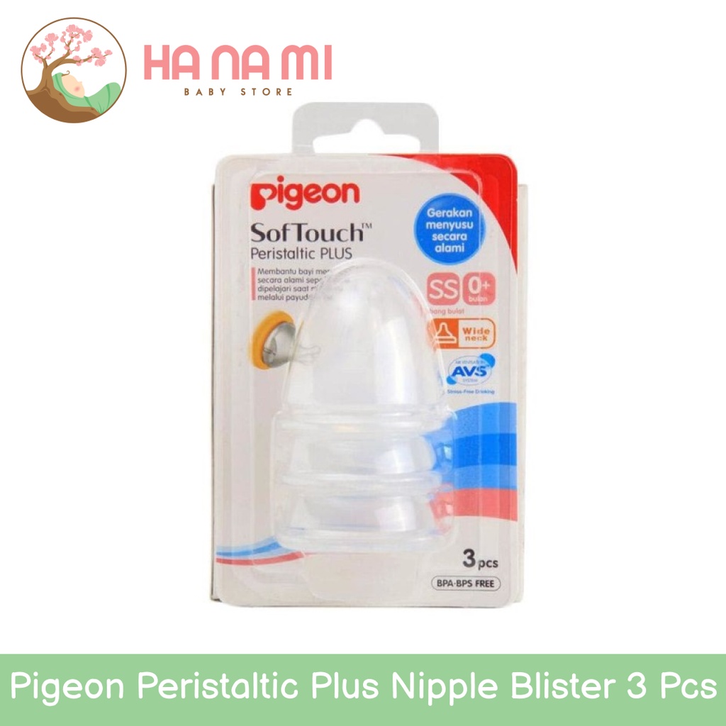 Pigeon Peristaltic Plus Nipple Blister 3 Pcs SS/S/M/L