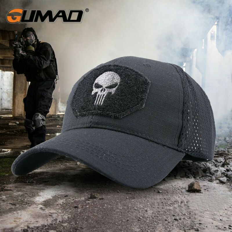 Mix Topi Mesh Baseball Army Look Cap Punisher Skull Gumao LY-CAP-01