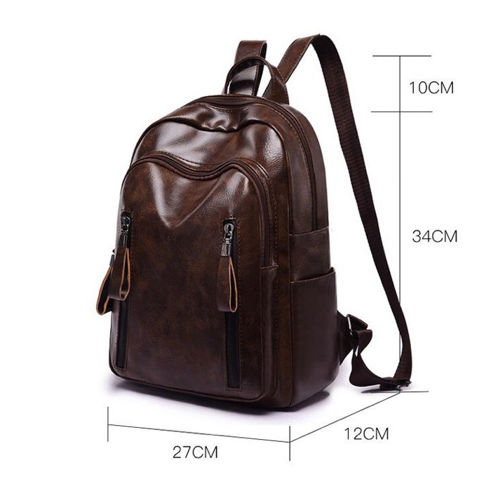 BJ57040 - BLACK/BROWN - TAS RANSEL PUNGGUNG SEKOLAH KULIT IMPORT JAKARTA JTF14245 EL679 KPC8952 CR7040 LT2130