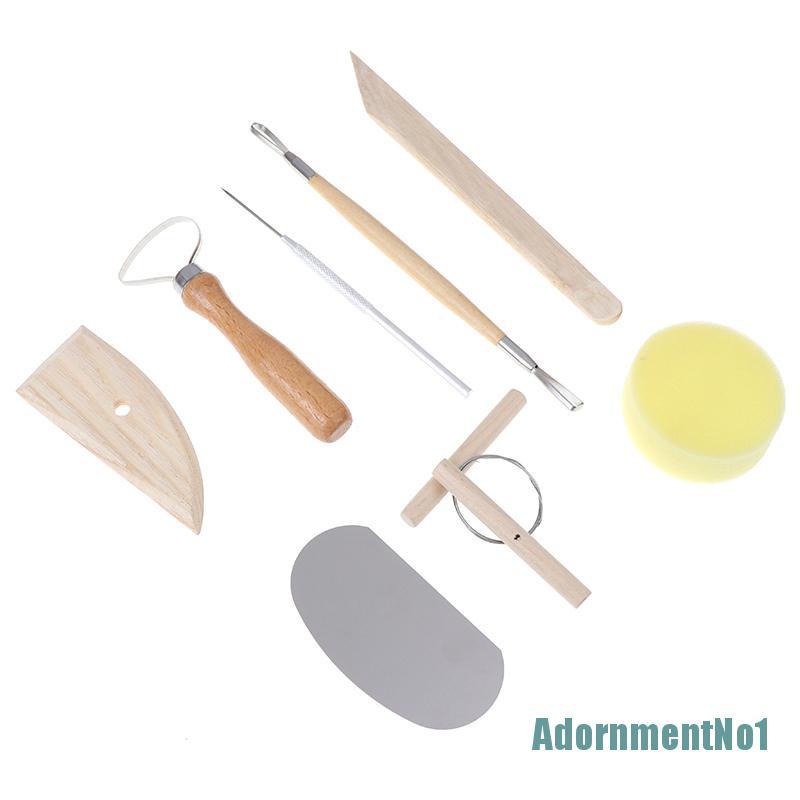 [AdornmentNo1]8pcs Pottery Clay Tool Set Pottery Ceramics Molding Tools Wood Sponge Tool