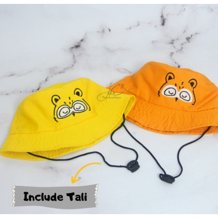 JUNE COLLECTIONS Topi Bucket Fashion Hat Anak Motif Rubah Bucket Tali Double Bordir#TP08