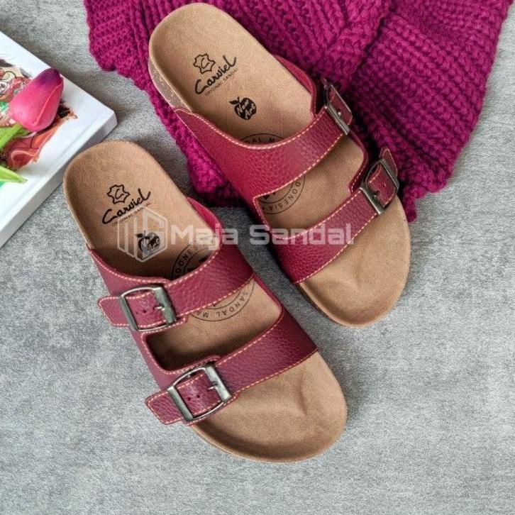 LANGSUNG KIRIM.. Sandal Wanita Casual Murah Berkualitas Selop Gasper Logam Bahan Kulit High Sintetis